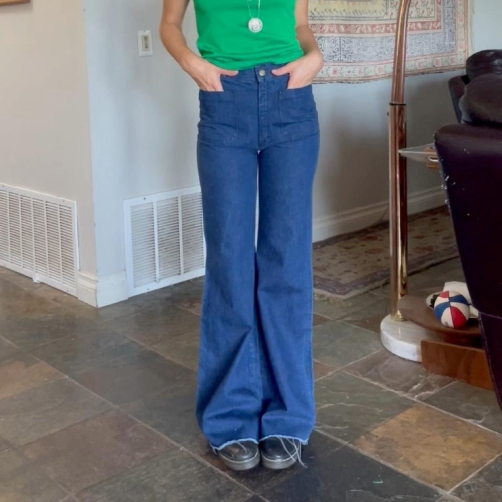 Vintage 1970s Denim Cotton Bell Bottom Seafares - Picture 9 of 9